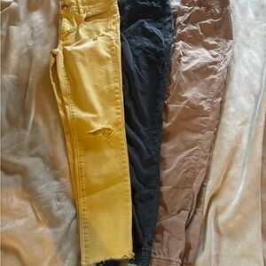 bundle of 3 American Eagle Business Casual Pants  - Yellow, Black, and Brown